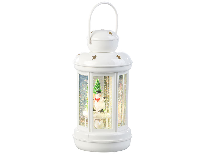 LED-Laterne mit Schneewirbel und Deko-Schneemann, warmweiss LED-Laterne mit Schneewirbel und Deko-Schneemann, warmweiss