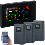 WLAN-Funk-Wetterstation mit 3 Aussensensoren, Farbdisplay, Uhr und App