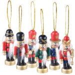 6er-Set Holz-Weihnachtsbaum-Schmuck „Nussknacker“, handgefertigt, 8 cm
