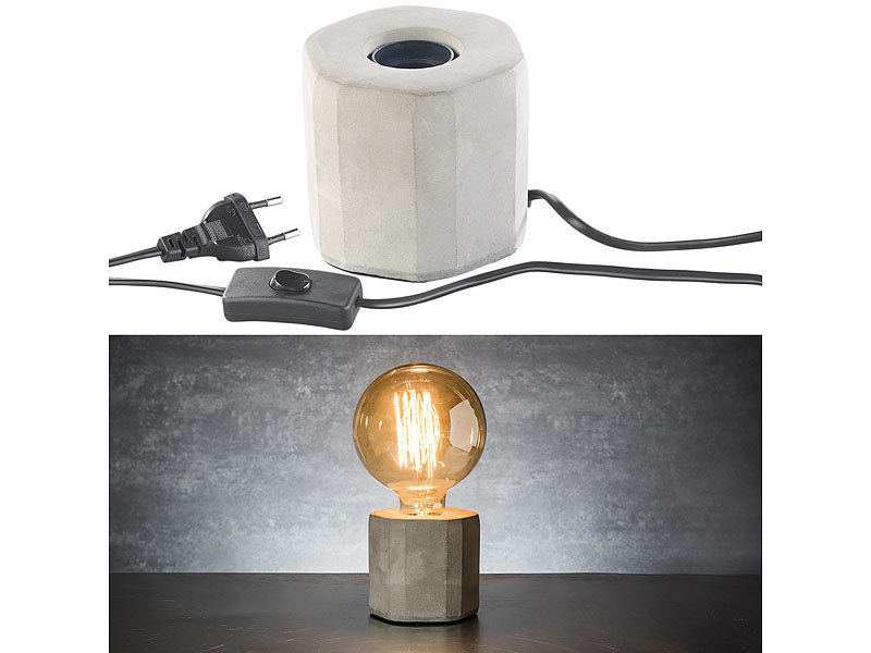 Dekorative Beton-Tischleuchte für E27-Lampen, bis 40 Watt, grau Dekorative Beton-Tischleuchte für E27-Lampen, bis 40 Watt, grau