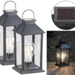 2er-Set Solar-Laterne mit LED-Glühbirne, Dämmerungs-Sensor, Akku, 5 lm