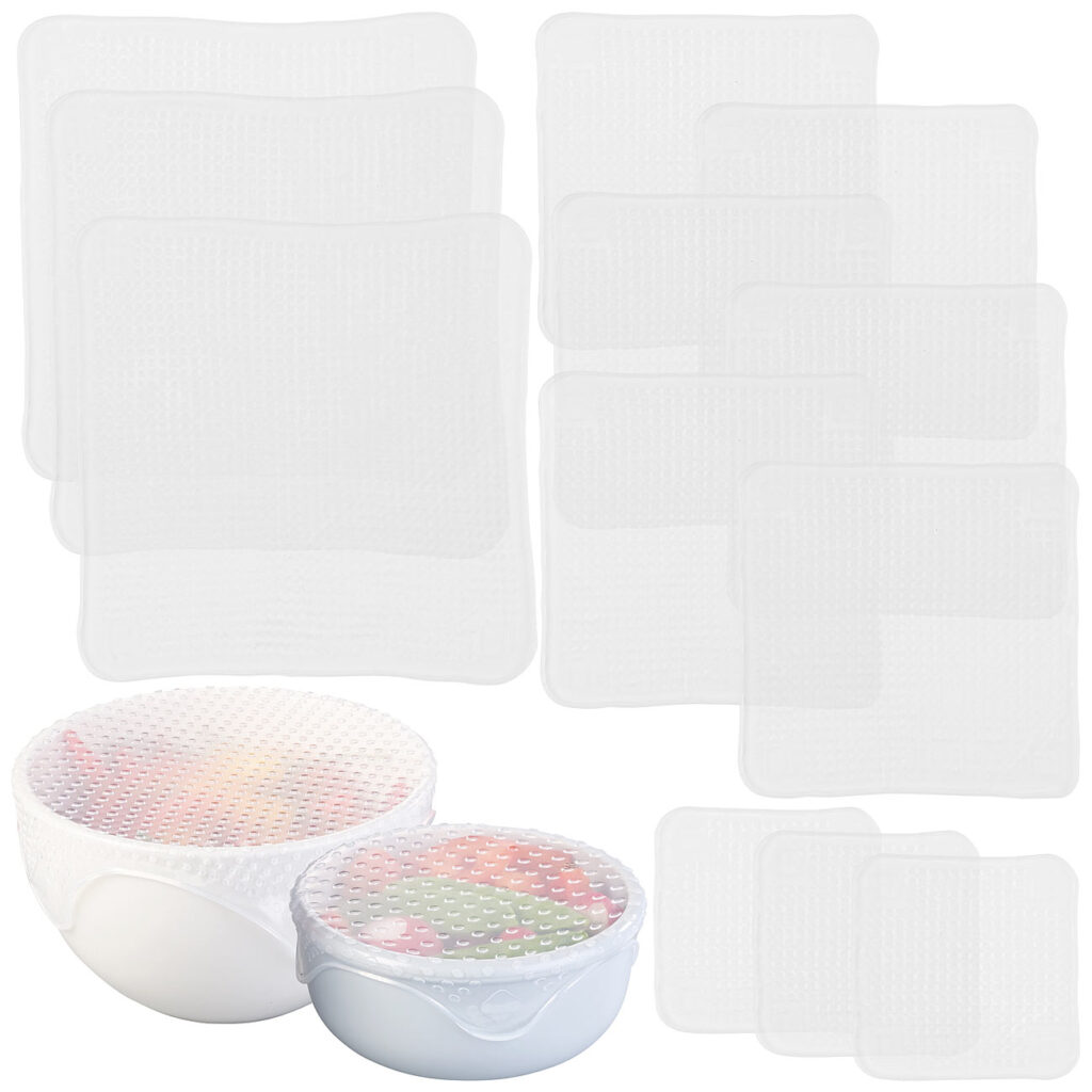 12er-Set wiederverwendbare Silikon-Frischhaltefolien, 3 Grössen