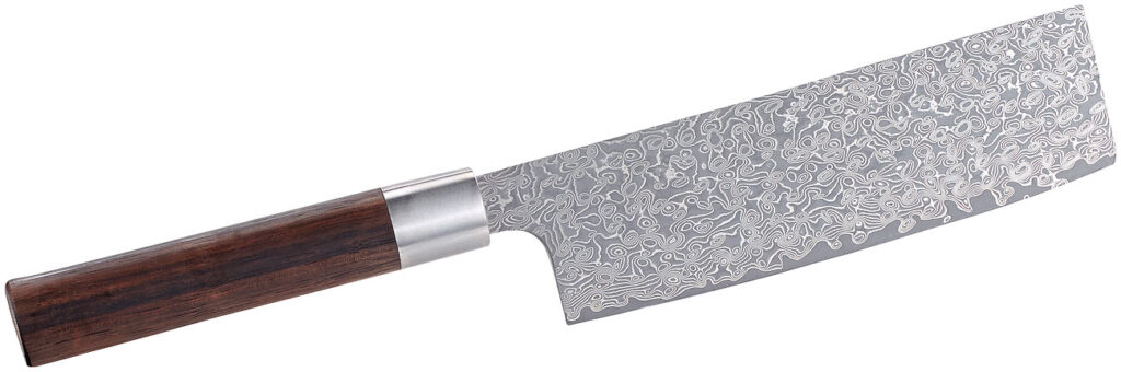 Handgefertigtes Marken-Damast-Hackmesser mit 17-cm-Klinge Handgefertigtes Marken-Damast-Hackmesser mit 17-cm-Klinge