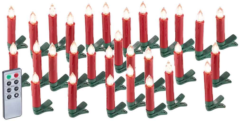 30er-Set LED-Weihnachtsbaum-Kerzen mit IR-Fernbedienung, rot 30er-Set LED-Weihnachtsbaum-Kerzen mit IR-Fernbedienung, rot