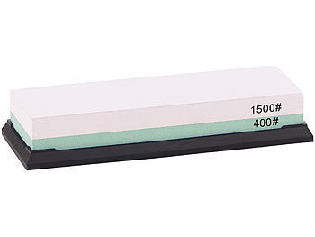 Doppel-Wasser-Schleifstein mit rutschfestem Halter, Körnung 400/1500 Doppel-Wasser-Schleifstein mit rutschfestem Halter, Körnung 400/1500