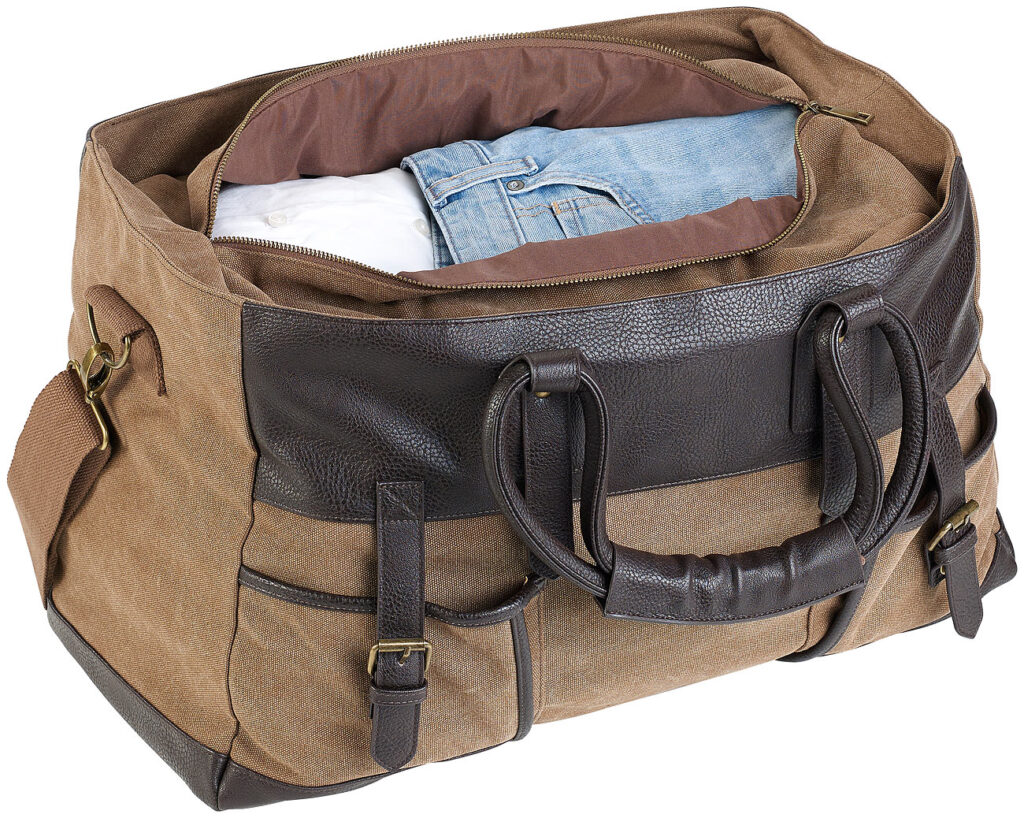 Canvas-Reisetasche mit 2 Aussentaschen und Schultergurt, 30 Liter Canvas-Reisetasche mit 2 Aussentaschen und Schultergurt, 30 Liter