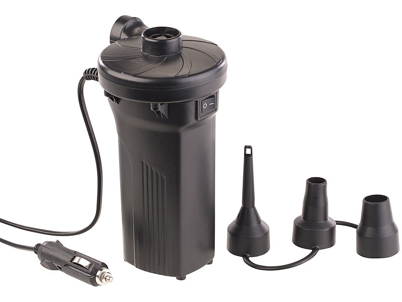 Elektrische Akku-Luftpumpe mit 3 Aufsätzen, für 12 & 230 V, 50 Watt Elektrische Akku-Luftpumpe mit 3 Aufsätzen, für 12 & 230 V, 50 Watt