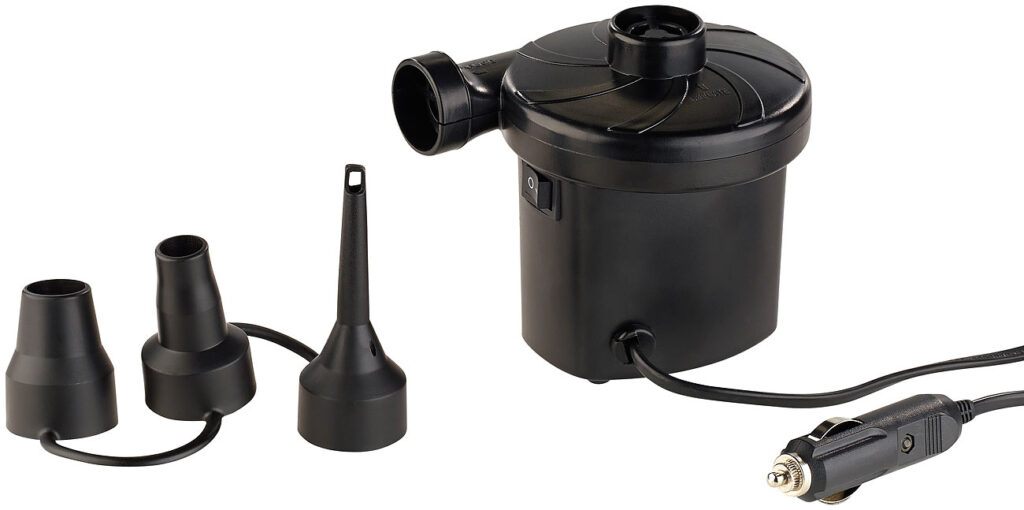Elektrische Luftpumpe mit 3 Aufsätzen, für 12 V, 75 Watt Elektrische Luftpumpe mit 3 Aufsätzen, für 12 V, 75 Watt