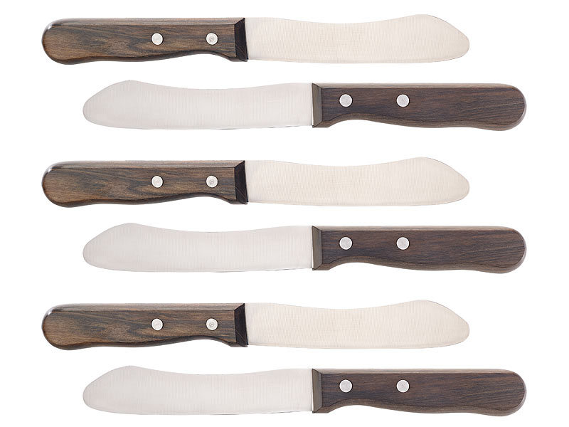 6er Set Frühstücksmesser mit 11,5-cm-Klinge und Griff aus Blackwood-Holz 6er Set Frühstücksmesser mit 11,5-cm-Klinge und Griff aus Blackwood-Holz