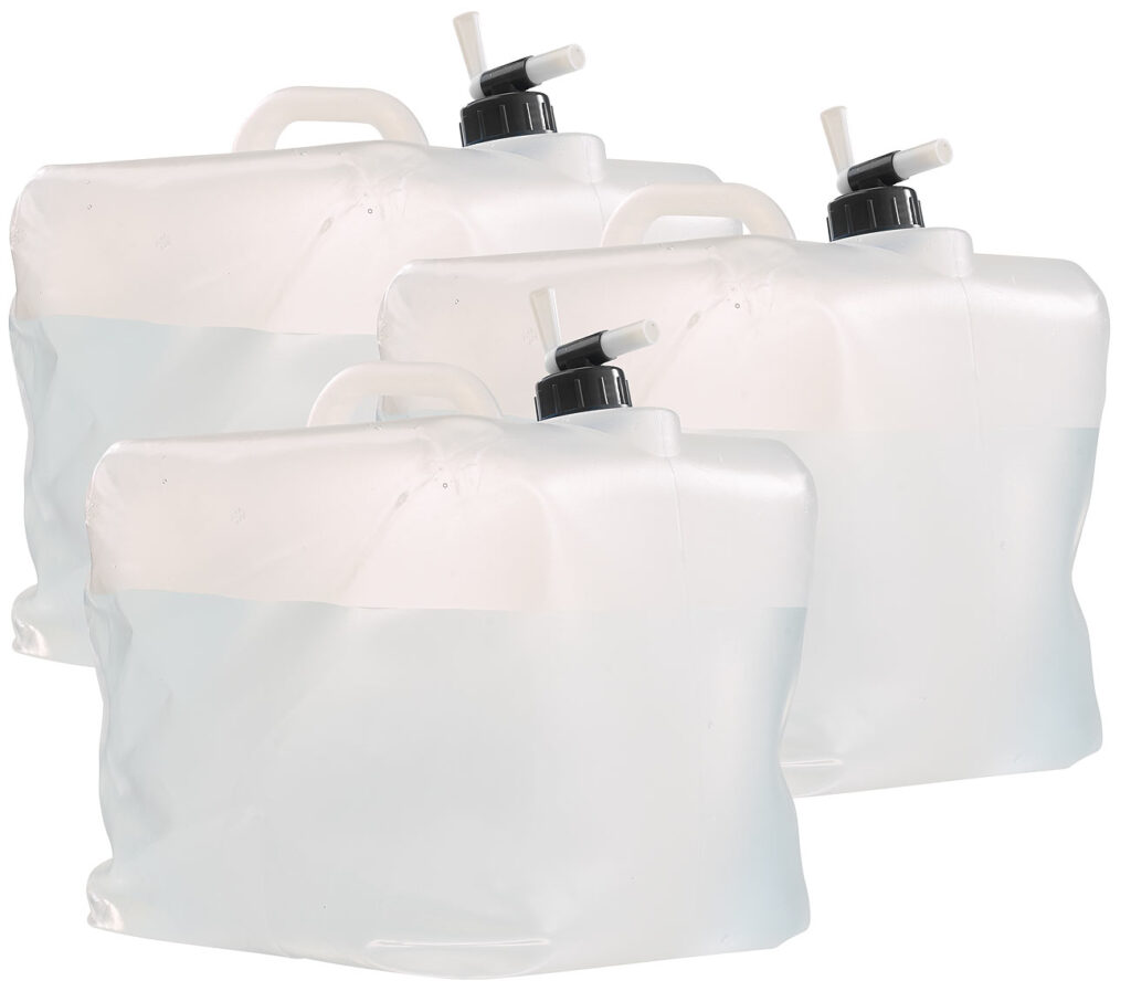 3er-Set Faltbare Wasserkanister mit Zapfhahn, 20 Liter 3er-Set Faltbare Wasserkanister mit Zapfhahn, 20 Liter