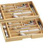 2er-Set variable Bambus-Besteckeinsätze, 6 – 8 Fächer, 37 – 45,5 cm