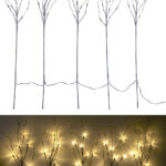5 Deko-Zweige, je 36 Kunststoff-Knospen & 6 LEDs, batteriebetr., Timer