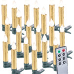 20er-Set LED-Weihnachtsbaumkerzen mit Fernbedienung und Timer, Gold
