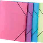 4er-Set Eckspanner-Einschlagmappen mit Gummizug, Kunststoff, 4 Farben