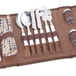 22-tlg. Picknick-Besteck-Set für 4 Personen, mit Salz-/Pfefferstreuer