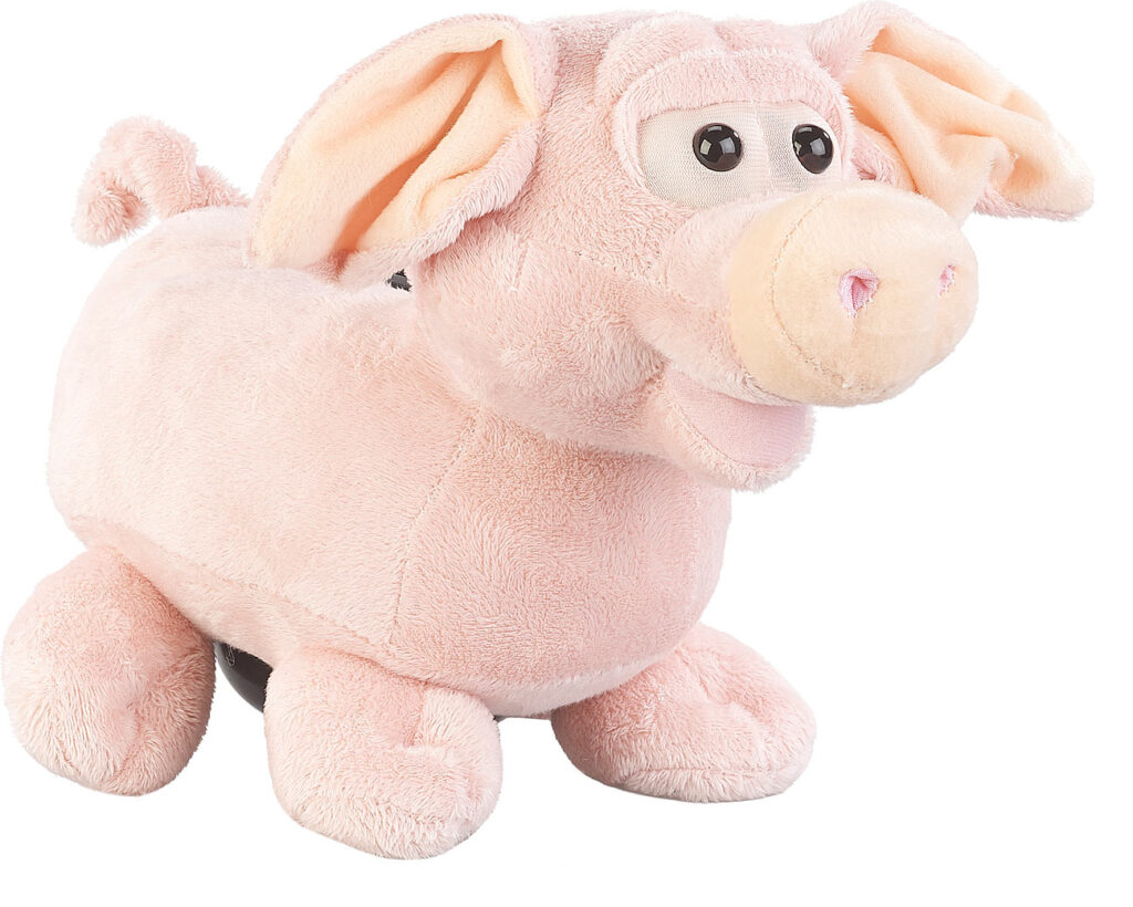 Grunzendes Plüsch-Sparschwein mit wackelnden Ohren, Batteriebetrieb Grunzendes Plüsch-Sparschwein mit wackelnden Ohren, Batteriebetrieb