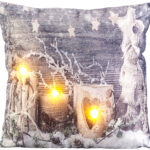 Deko-Kissen mit Winter-Motiv, 3 LEDs, Batteriebetrieb, 45 x 45 cm