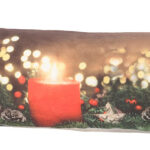 Zugluftstopper-Deko-Kissen mit Kerzen-Motiv, 3 LEDs, 90 x 20cm