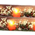 2er-Set Zugluftstopper-Deko-Kissen, Kerzen-Motiv, 3 LEDs, 90 x 20 cm