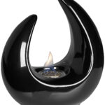 Design-Deko-Tischfeuer für Bio-Ethanol, Keramikgehäuse, 53 ml, schwarz