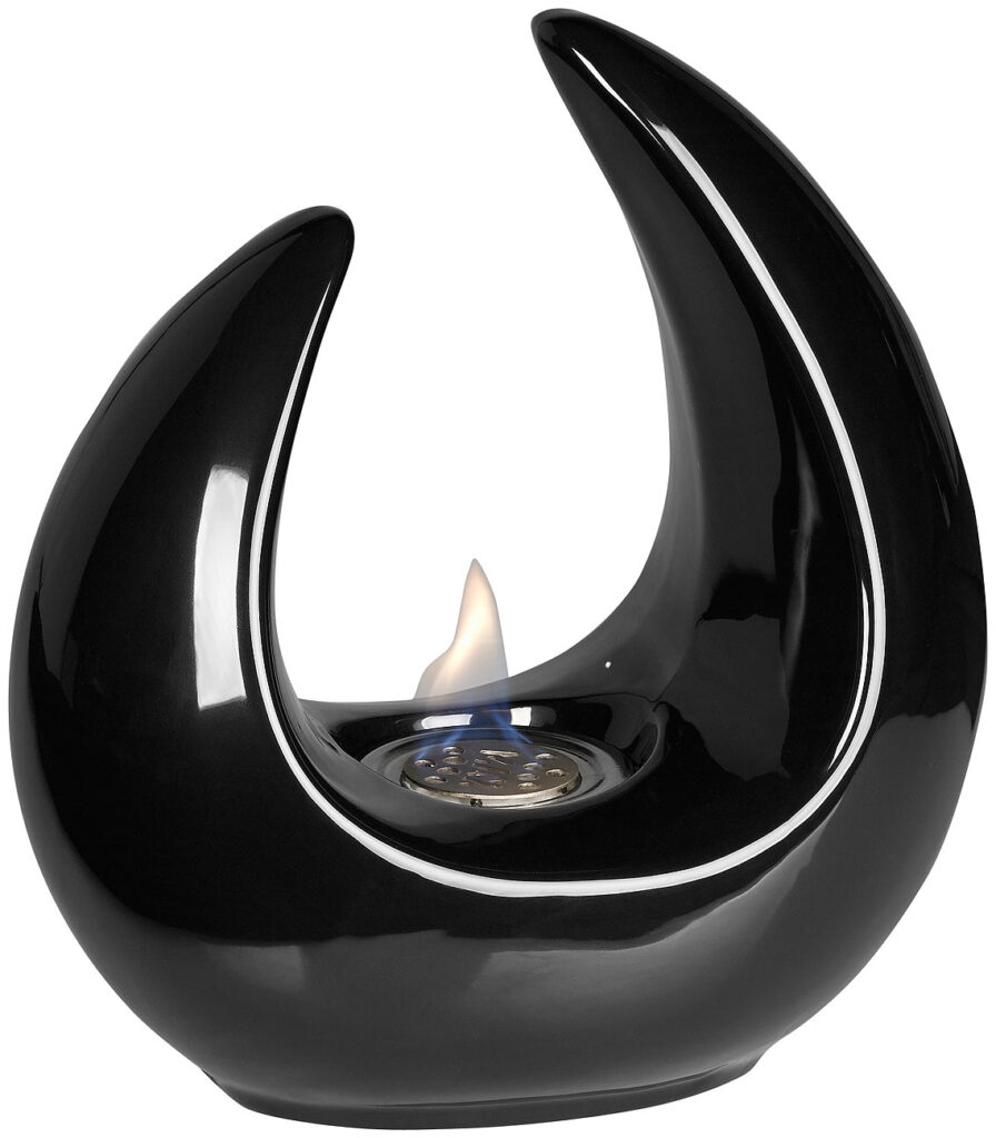 Design-Deko-Tischfeuer für Bio-Ethanol, Keramikgehäuse, 53 ml, schwarz Design-Deko-Tischfeuer für Bio-Ethanol, Keramikgehäuse, 53 ml, schwarz