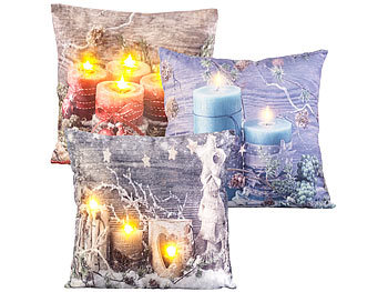 3er-Set Deko-Weihnachtskissen mit LEDs, batteriebetrieben, 45 x 45 cm 3er-Set Deko-Weihnachtskissen mit LEDs, batteriebetrieben, 45 x 45 cm