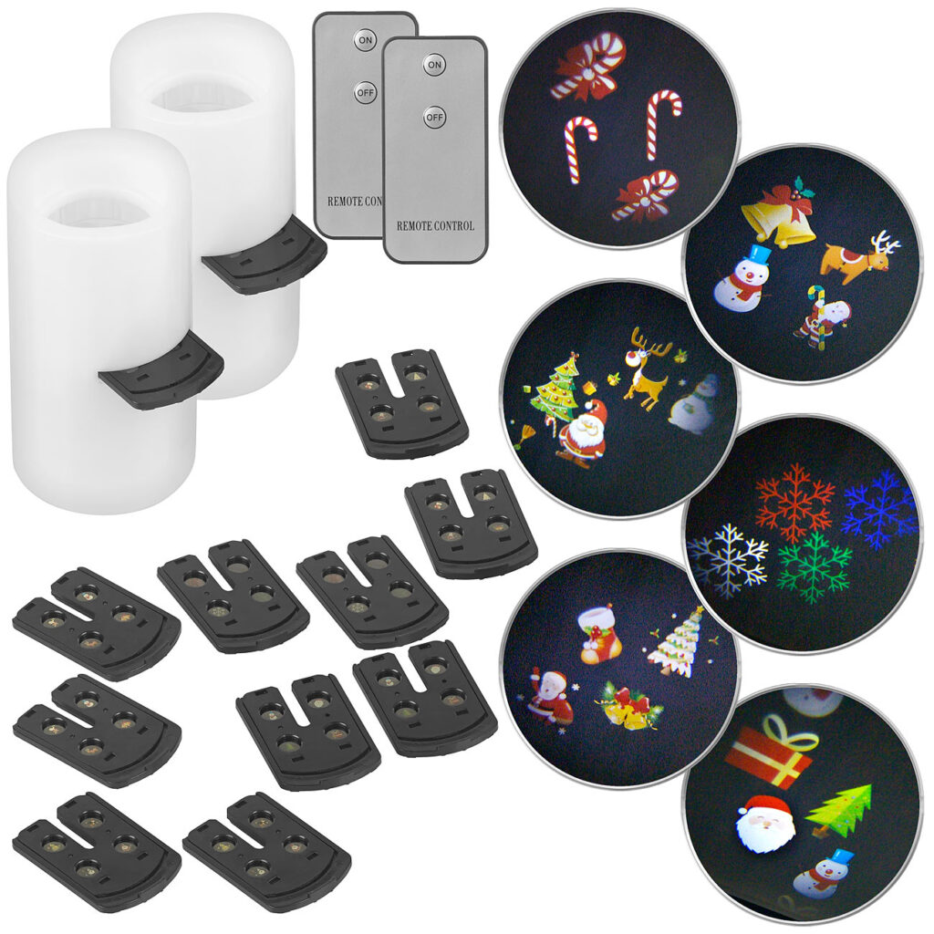 2er-Set LED-Projektions-Kerze, 24 weihnachtliche Motive, Fernbedienung 2er-Set LED-Projektions-Kerze, 24 weihnachtliche Motive, Fernbedienung