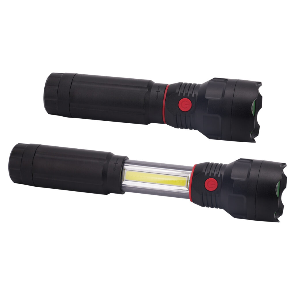 Leistungsstarke LED Taschenlampe mit Arbeitsleuchte, 2-in-1,Magnethalter, 300 lm, IPX4 Leistungsstarke LED Taschenlampe mit Arbeitsleuchte, 2-in-1,Magnethalter, 300 lm, IPX4