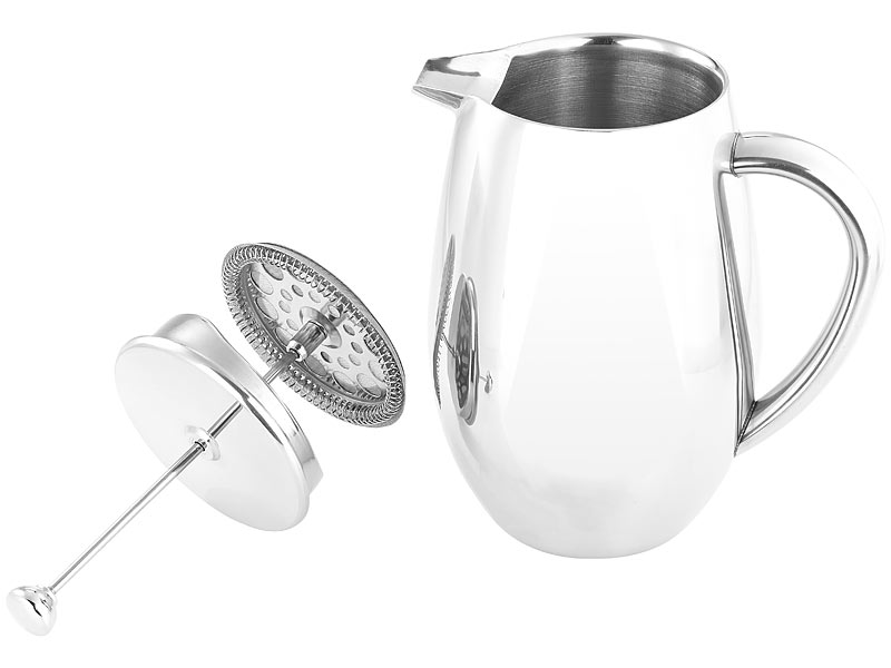 Thermo-Kaffeebereiter, French-Press, Edelstahl, doppelwandig, 1 Liter Thermo-Kaffeebereiter, French-Press, Edelstahl, doppelwandig, 1 Liter
