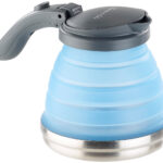 Faltbarer Silikon-Camping-Wasserkessel mit Edelstahlboden, 800 ml