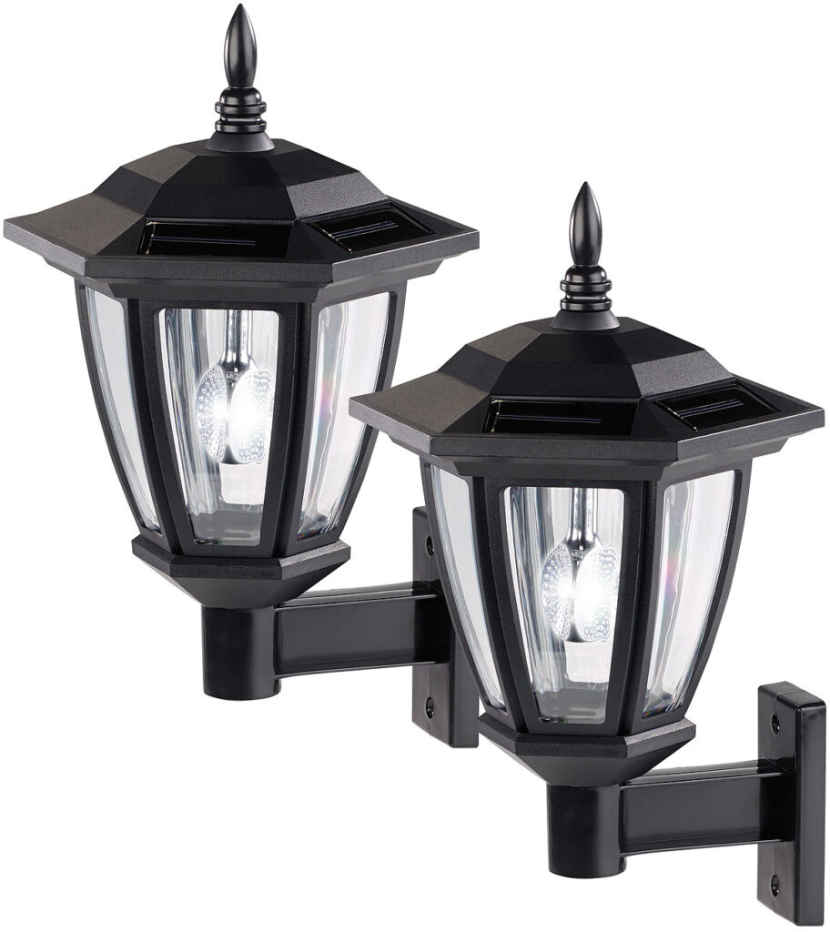 2er-Set Solar-LED Aussen-Wand-Leuchten, weisses Licht, 25 Lumen 2er-Set Solar-LED Aussen-Wand-Leuchten, weisses Licht, 25 Lumen