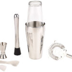 Boston-Cocktailshaker-Set aus Edelstahl mit Glas, 6-teilig, 0,8 l