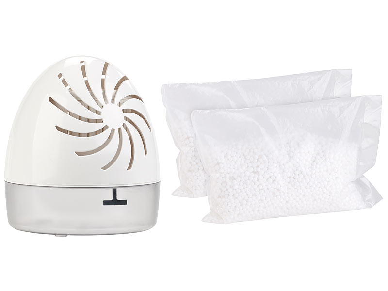 Raumentfeuchter mit 2 Granulat-Packs, bis 100 ml/Tag, Räume bis 10 qm Raumentfeuchter mit 2 Granulat-Packs, bis 100 ml/Tag, Räume bis 10 qm