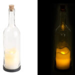 Deko-Glasflasche mit LED-Kerze und beweglicher Flamme, Timer