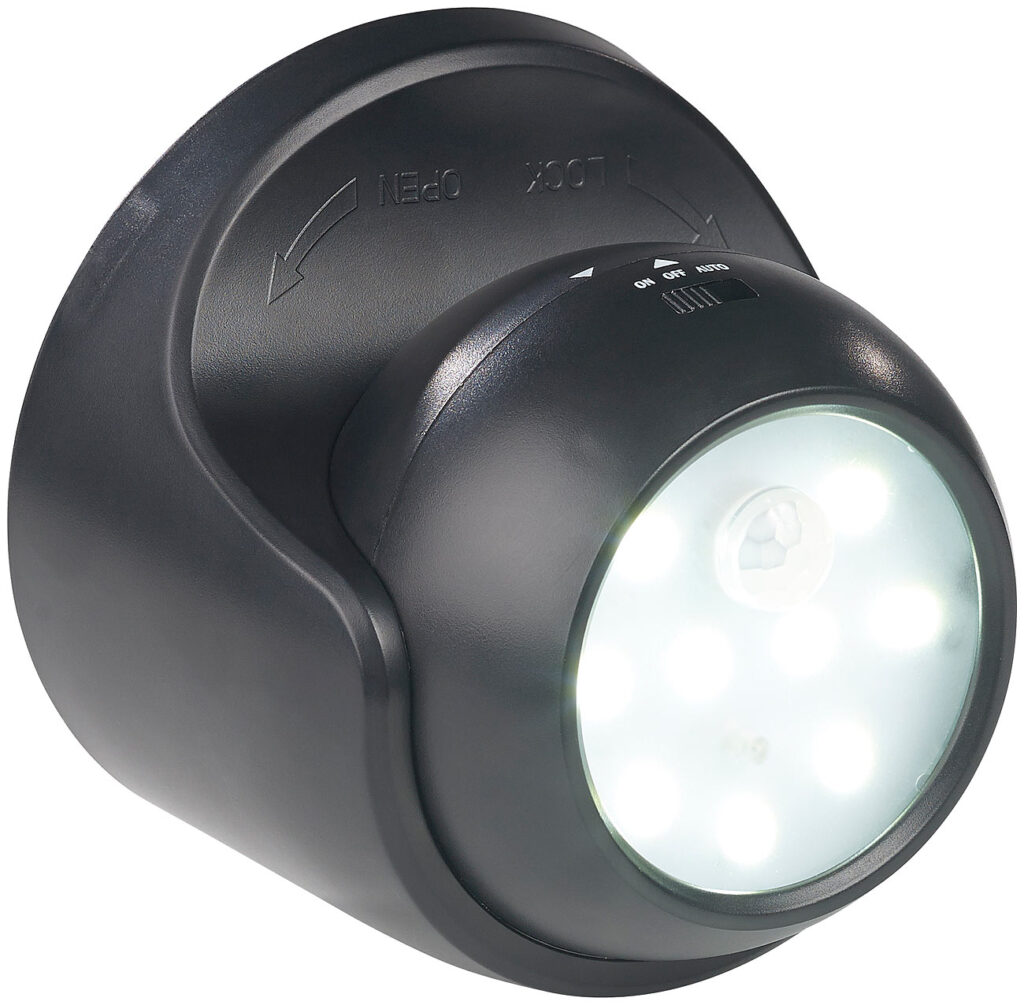 Kabelloser LED-Strahler, Bewegungssensor, 360° drehbar, 100lm, schwarz Kabelloser LED-Strahler, Bewegungssensor, 360° drehbar, 100lm, schwarz