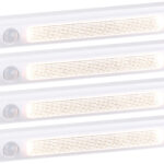 4er-Set Batterie-LED-Schrankleuchten, PIR- & Lichtsensor, 6000K, 0,6 W
