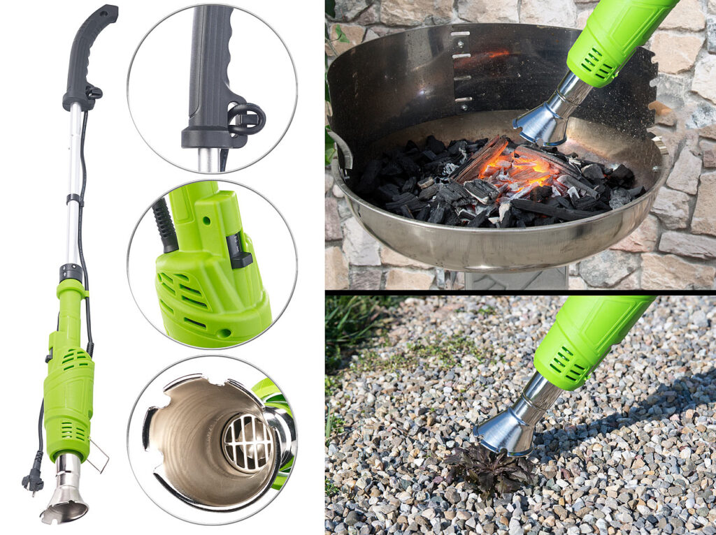Elektrischer 3in1-Unkrautvernichter, 2 Hitzestufen bis 600 °C, 2.000 W Elektrischer 3in1-Unkrautvernichter, 2 Hitzestufen bis 600 °C, 2.000 W