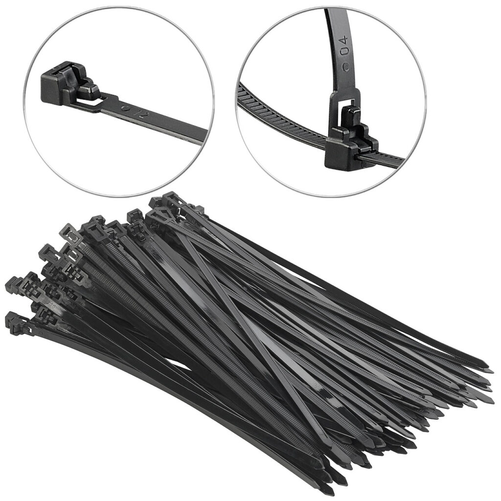 100er-Set wiederverschliessbare Kabelbinder, schwarz,300 x 7,6 mm 100er-Set wiederverschliessbare Kabelbinder, schwarz,300 x 7,6 mm