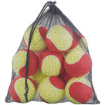 12er-Set Tennisbälle, 77 mm für Jugend & Beginner, gelb-rot, Tragenetz