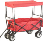Faltbarer Bollerwagen mit Dach und Offroad-Rädern, 80 kg Tragkraft