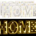 LED-Schriftzug „HOME“ aus Holz & Spiegeln mit Timer, 3er-Set