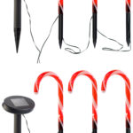 Solar-LED-Gartenstecker „Zuckerstangen“, IP33, im 6er-Set