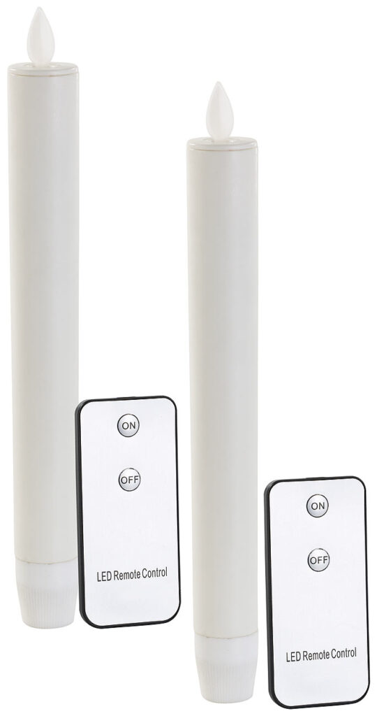 LED-Stabkerze mit beweglicher Flamme und Fernbedienung, weiss, 2er-Set LED-Stabkerze mit beweglicher Flamme und Fernbedienung, weiss, 2er-Set