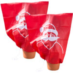 2er-Set Winterschutz-Haube „Weihnachtsmann“ für Pflanzen, 110 x 120 cm