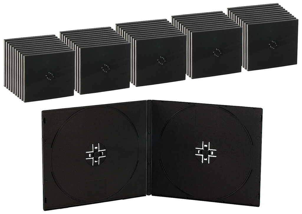 Doppel CD Slim Soft Boxen im 50er-Set, 7 mm, schwarz Doppel CD Slim Soft Boxen im 50er-Set, 7 mm, schwarz