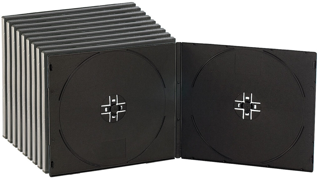 Doppel CD Slim Soft Boxen im 10er-Set, 7 mm, schwarz Doppel CD Slim Soft Boxen im 10er-Set, 7 mm, schwarz