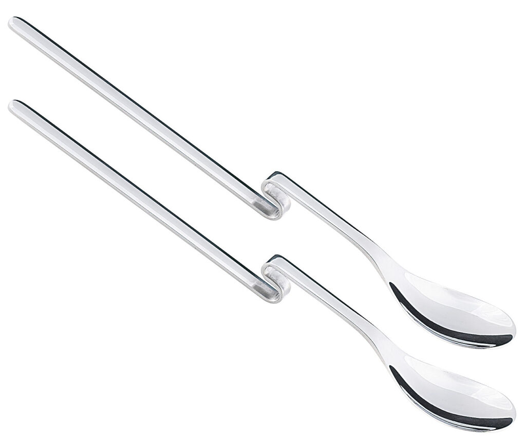 Edelstahl-Löffel mit Anti-Rutsch-Knick, 2er-Set