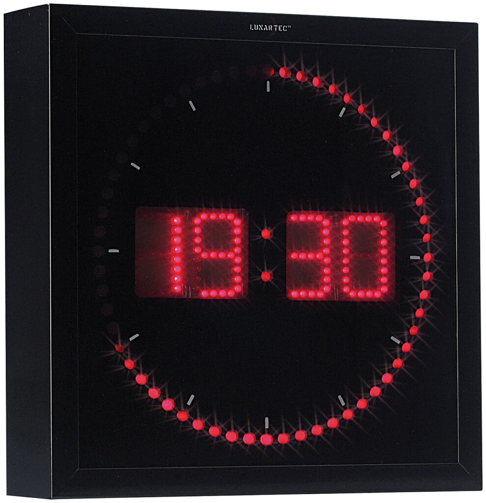 LED-Wanduhr mit Sekunden-Lauflicht durch rote LEDs