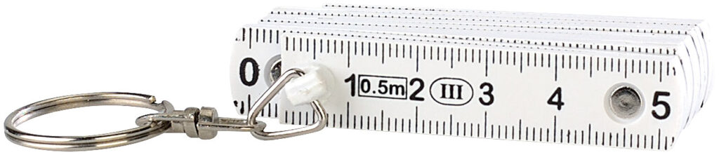 Zollstock am Schlüsselanhänger, 0,5-Meter-Gliedermassstab, weiss Zollstock am Schlüsselanhänger, 0,5-Meter-Gliedermassstab, weiss