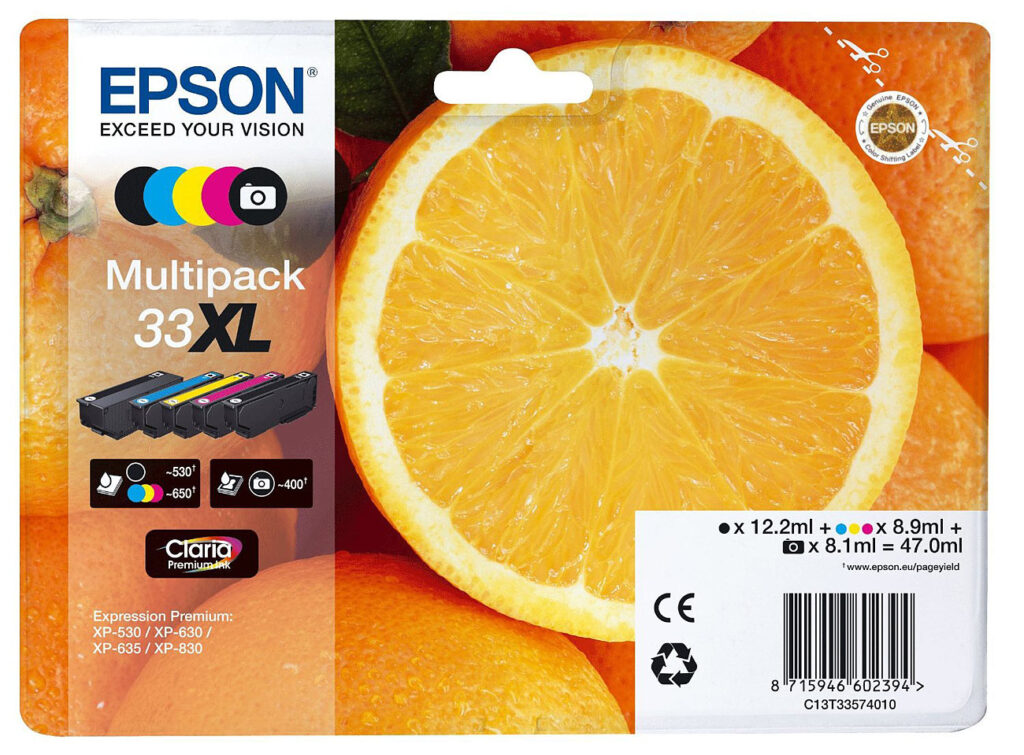 Original Tintenpatronen Multipack 33XL T3357, BK/C/M/Y/PBK Original Tintenpatronen Multipack 33XL T3357, BK/C/M/Y/PBK